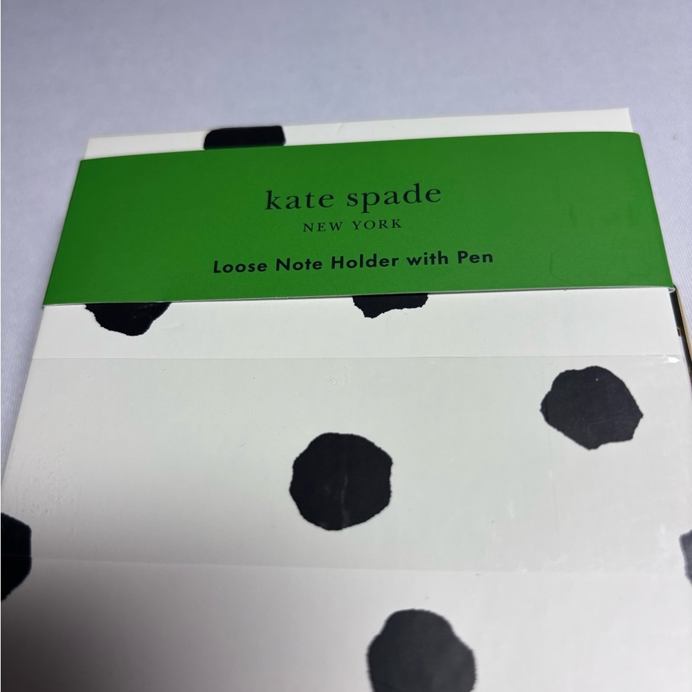 Kate Spade Green and Black Polka Dot Note Holder with Pen